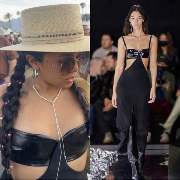 Alexis Marsella Dress Black Square Neck Midi Cutout Size Large - Picture 13 of 14